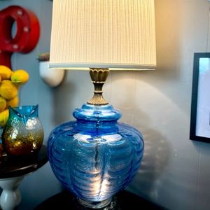 Vintage glass lamps. Set of two.  Shades included.